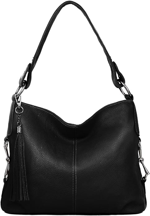 Amanda Leather Shoulder Bag - Black