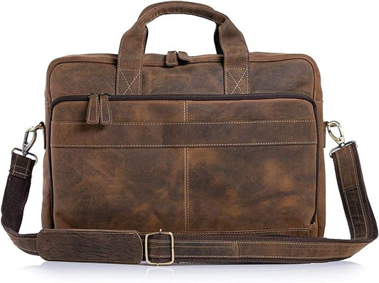 Men's Leather Business Travel Briefcase 18" - Tan