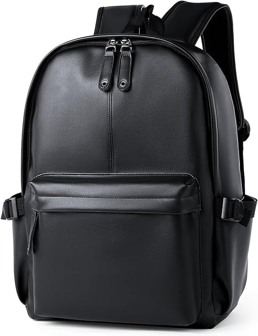 Mens Leather Backpack, Fits 15.6'' Laptop - Black 2.0
